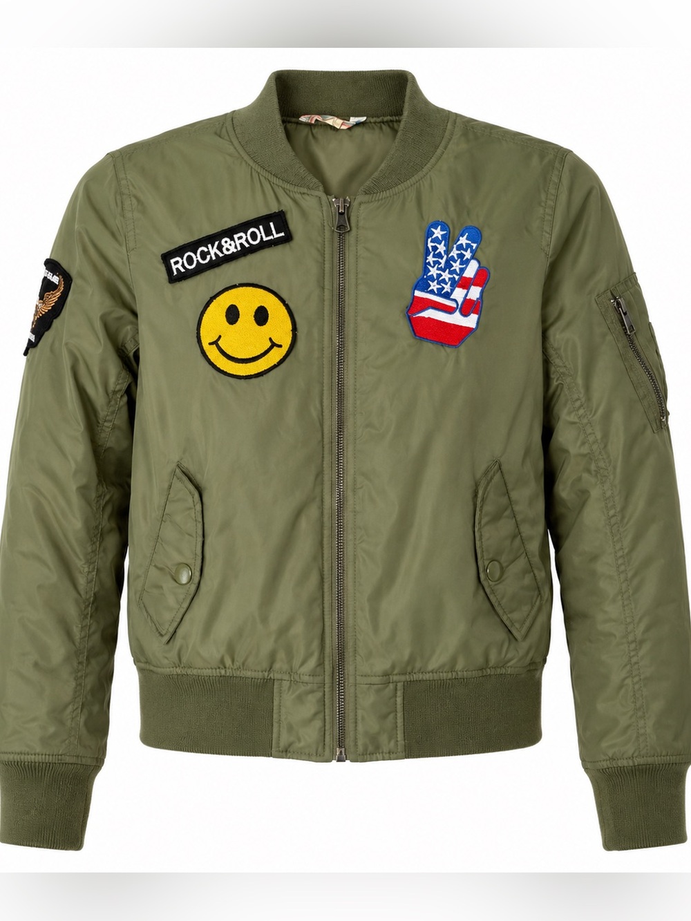 Vintage Havana Girls Green Patch Bomber Jacket Size L